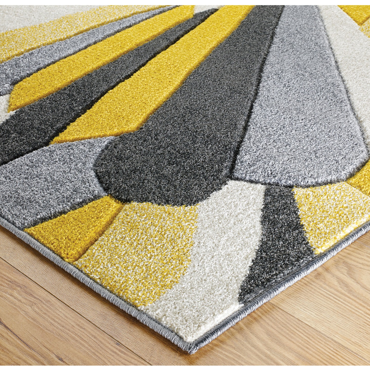 Portland Abstract Runner - 3337A Yellow Grey Cream