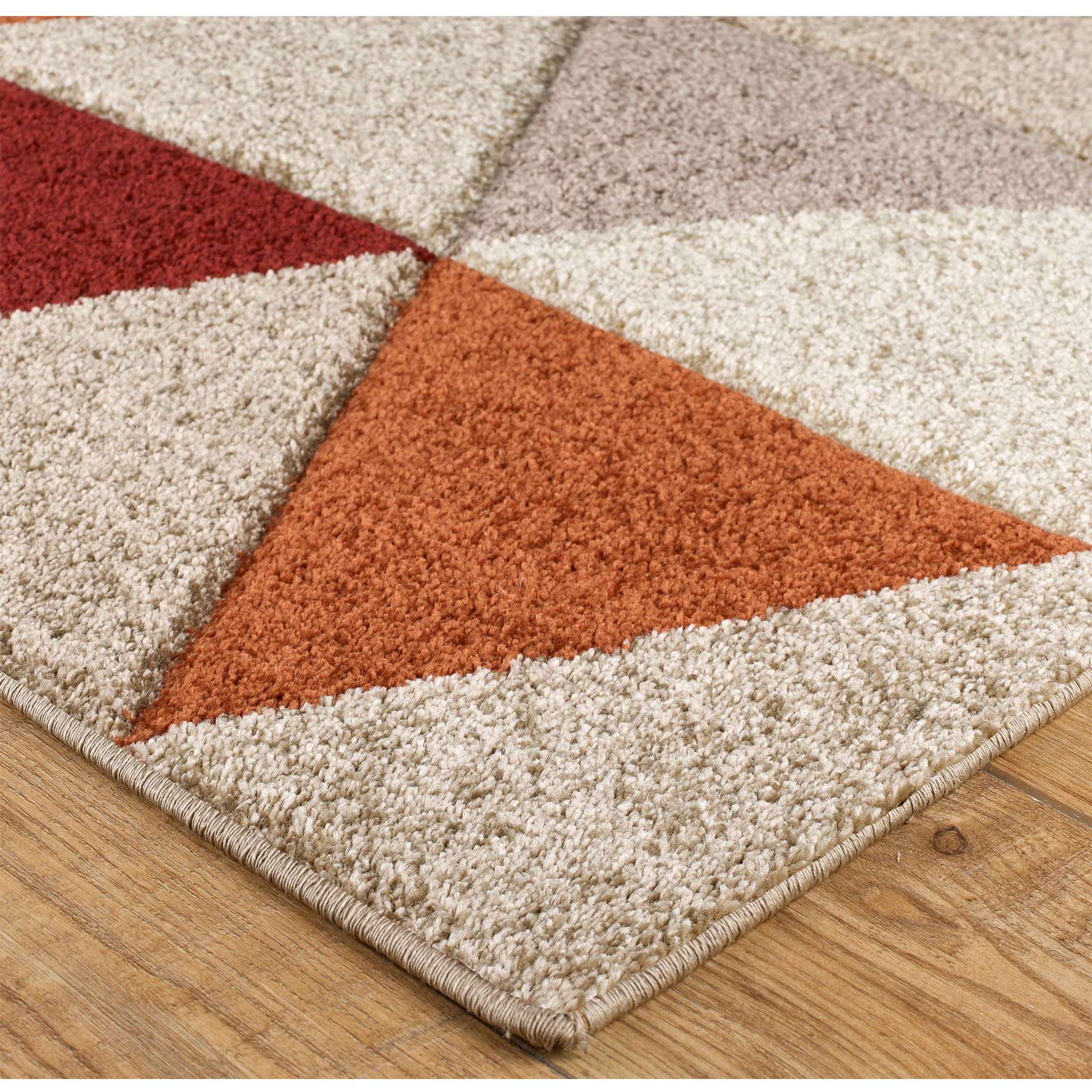 Portland Geometric Runner - 663J Red Orange Beige Portland Geometric Runner - 663J Red Orange Beige