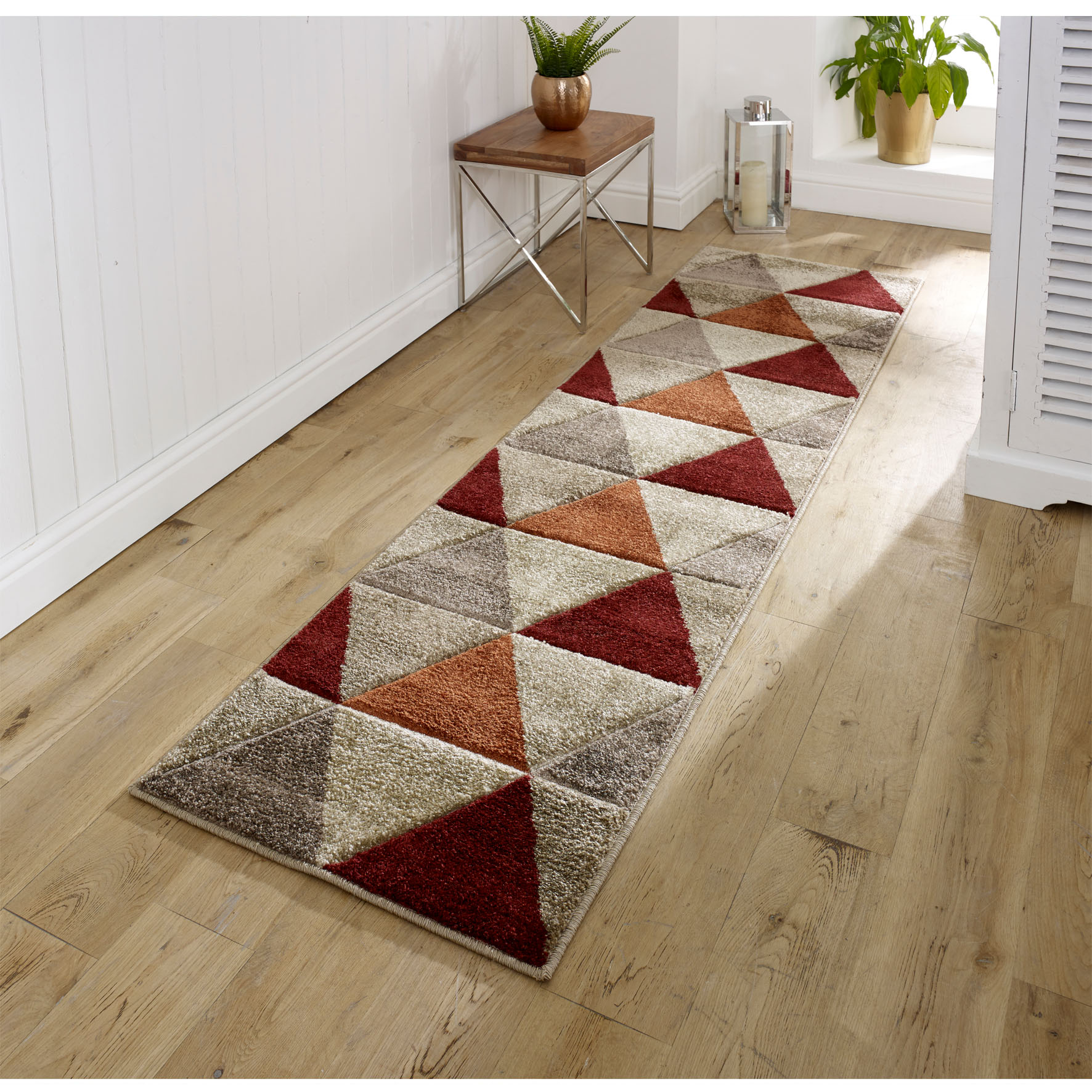 Portland Geometric Runner - 663J Red Orange Beige Portland Geometric Runner - 663J Red Orange Beige