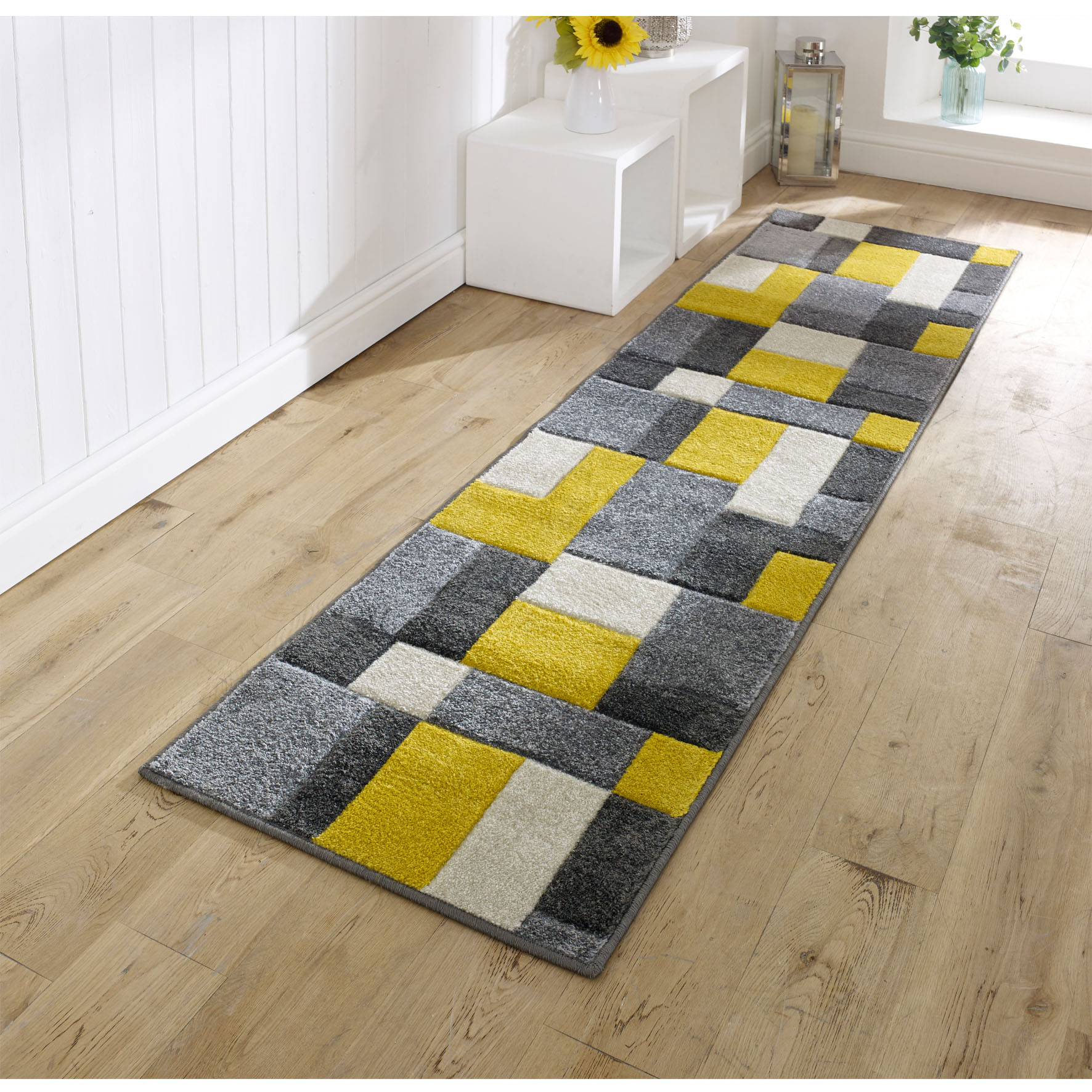 Portland Geometric Runner - 8425I Black Yellow Grey