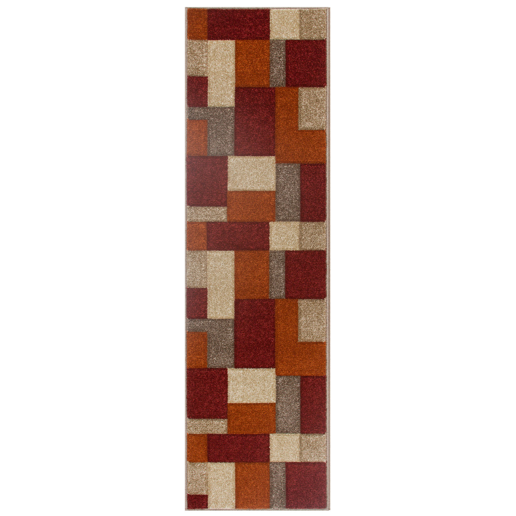 Portland Geometric Runner - 8425R Red Orange Cream Portland Geometric Runner - 8425R Red Orange Cream