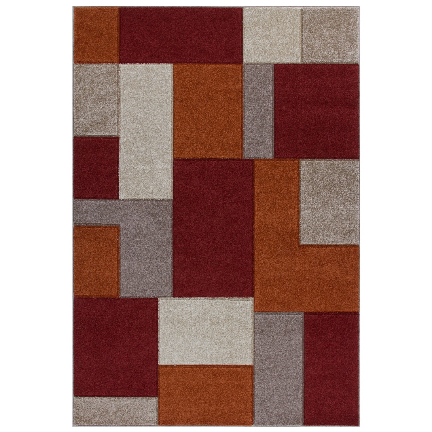 Portland Geometric Rug - 8425R Red Orange Cream