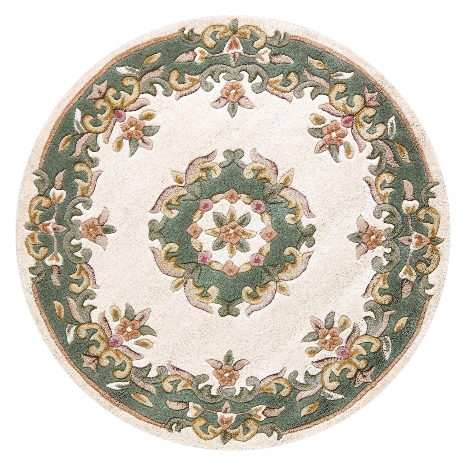 Royal Traditional Circle Rug - Cream Green