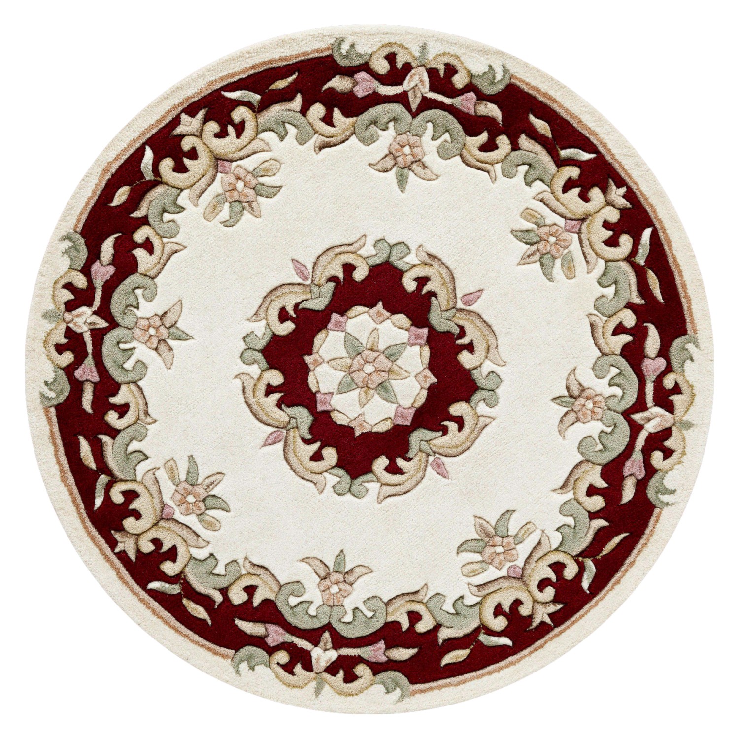 Royal Traditional Circle Rug - Cream Red
