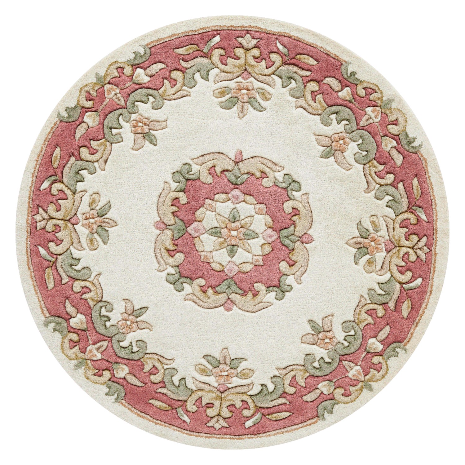 Royal Traditional Circle Rug - Cream Rose