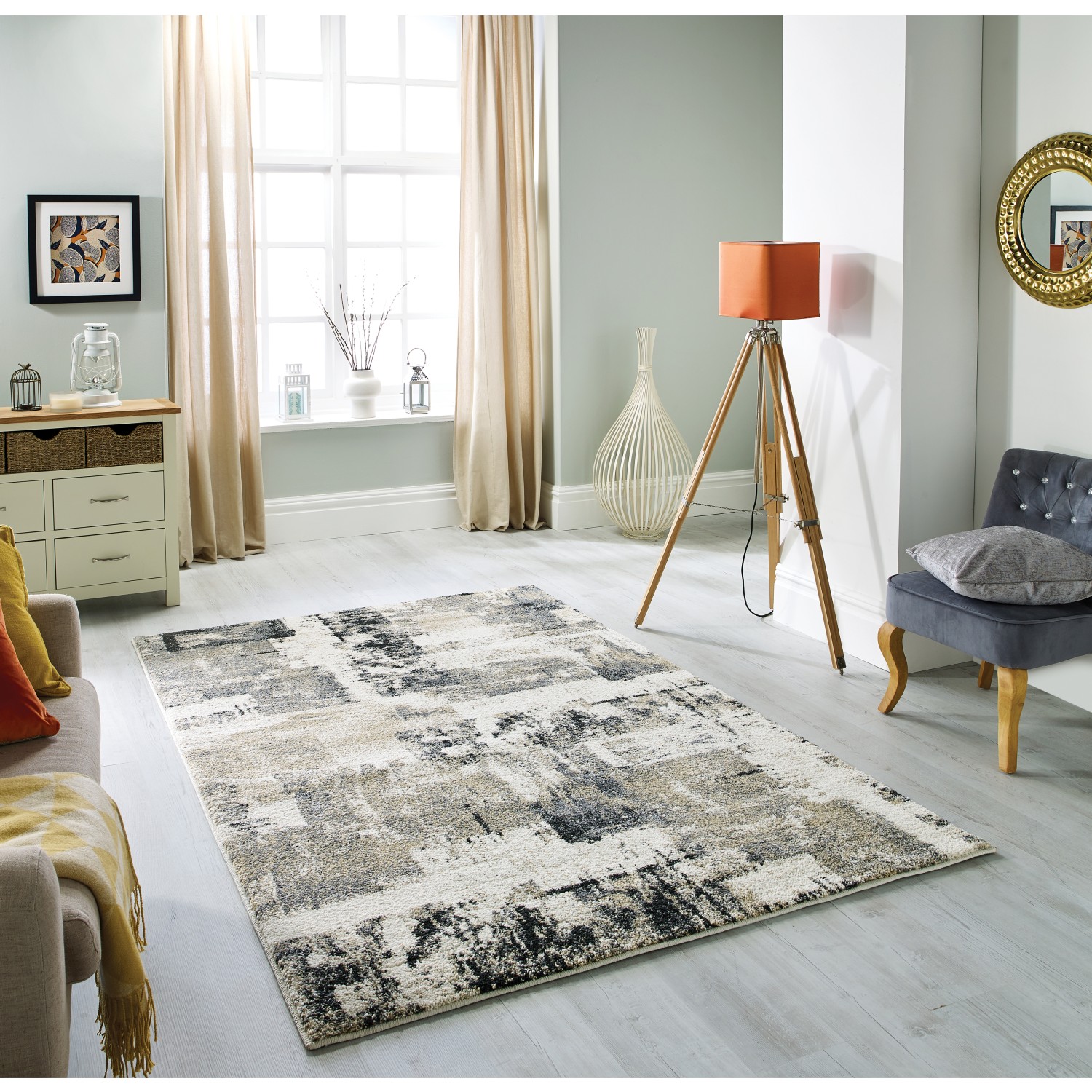 Sansa Distressed Rug - 5501H Grey Cream Sansa Distressed Rug - 5501H Grey Cream