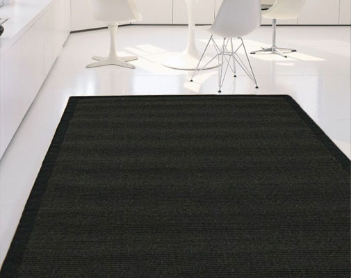 Sisal Anti Slip Hardwearing Rug - Black/Black