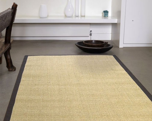 Sisal Anti Slip Hardwearing Rug - Linen/Chocolate