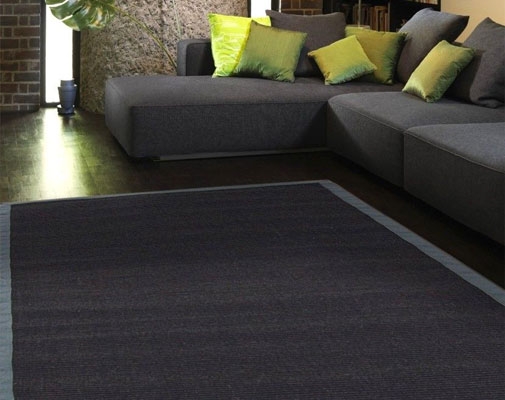 Sisal Anti Slip Hardwearing Rug - Black/Grey