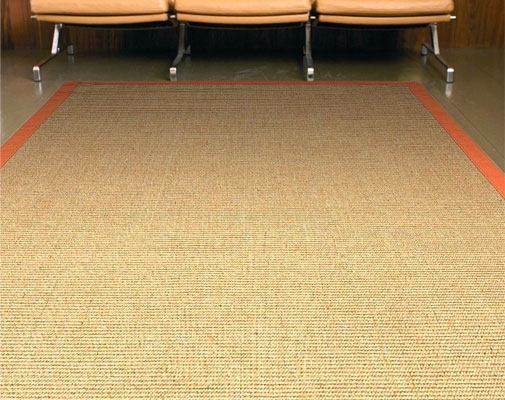 Sisal Anti Slip Hardwearing Rug - Linen/Orange