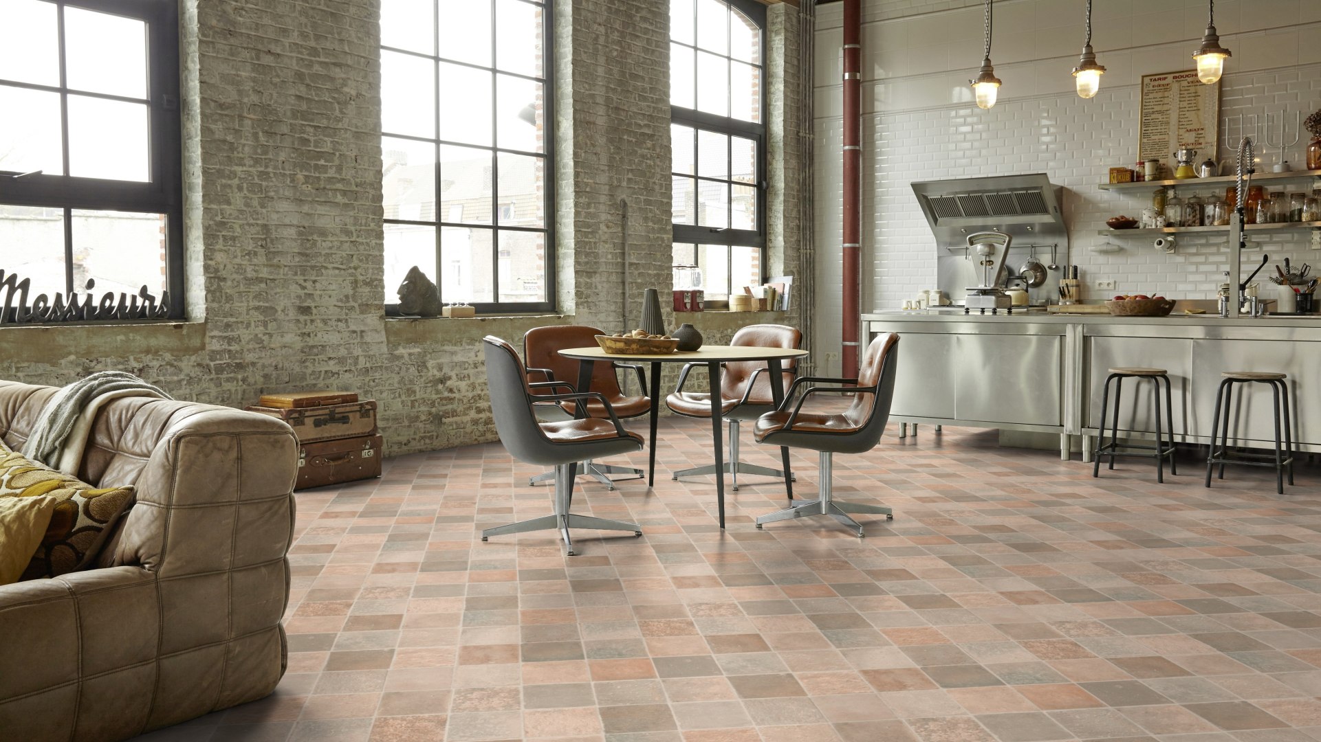 Homestyle Tile Vinyl - Cottage Stone Beige Grey Homestyle Tile Vinyl - Cottage Stone Beige Grey