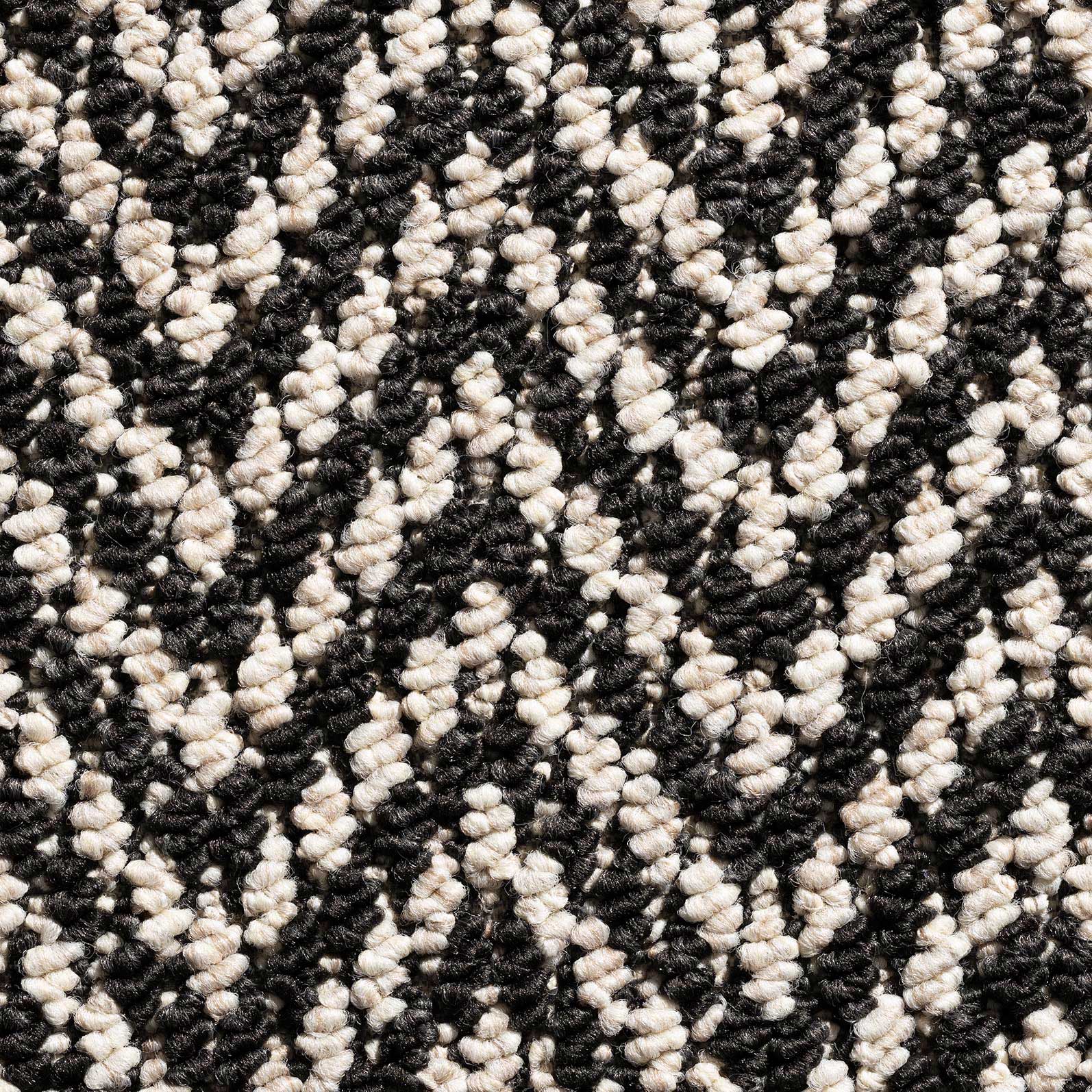 Aztec Herringbone Carpet - Black & White 3128
