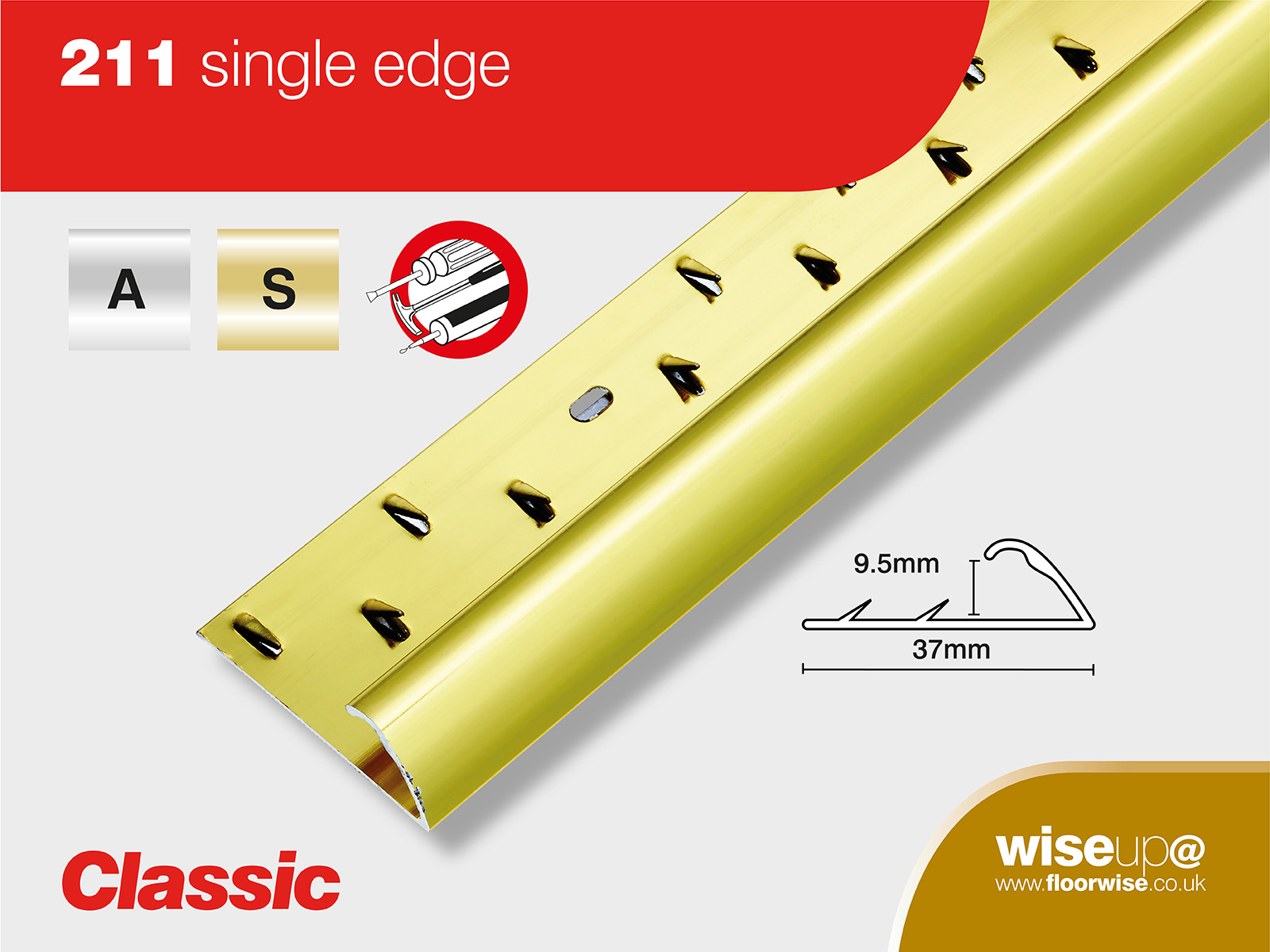Single Edge Door Bar - Brass Single Edge Door Bar - Brass