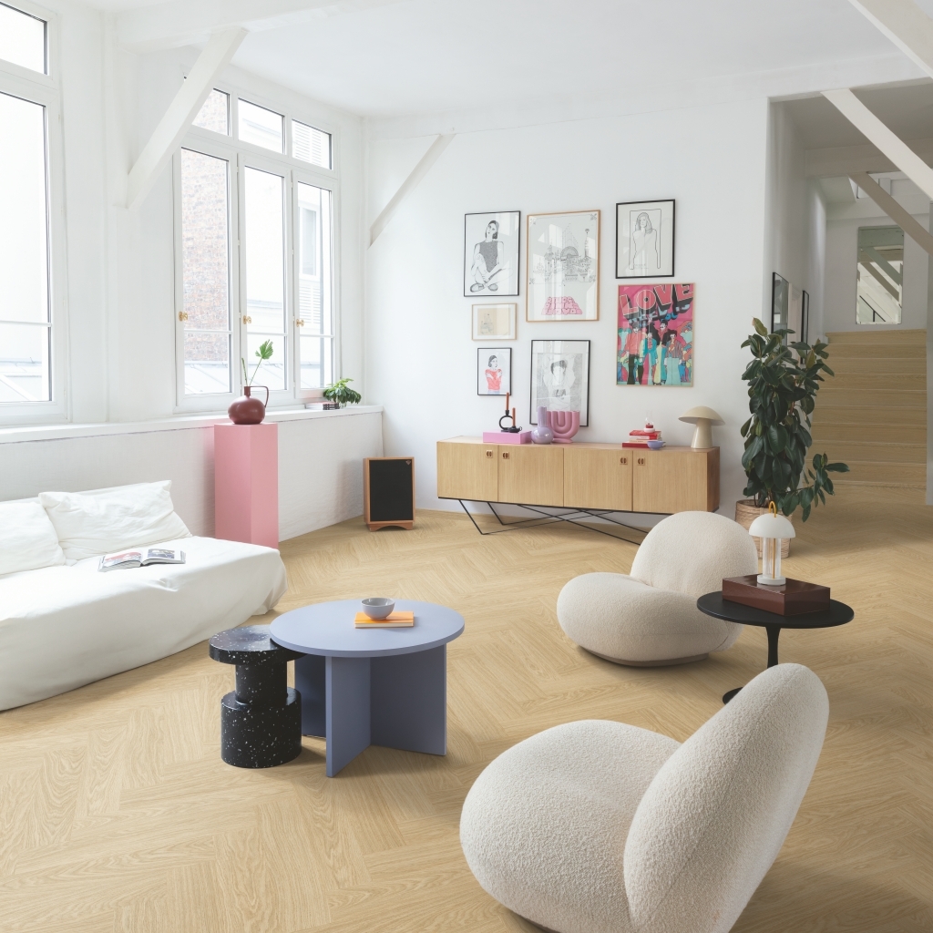 Ciro Herringbone LVT - Pure oak blush