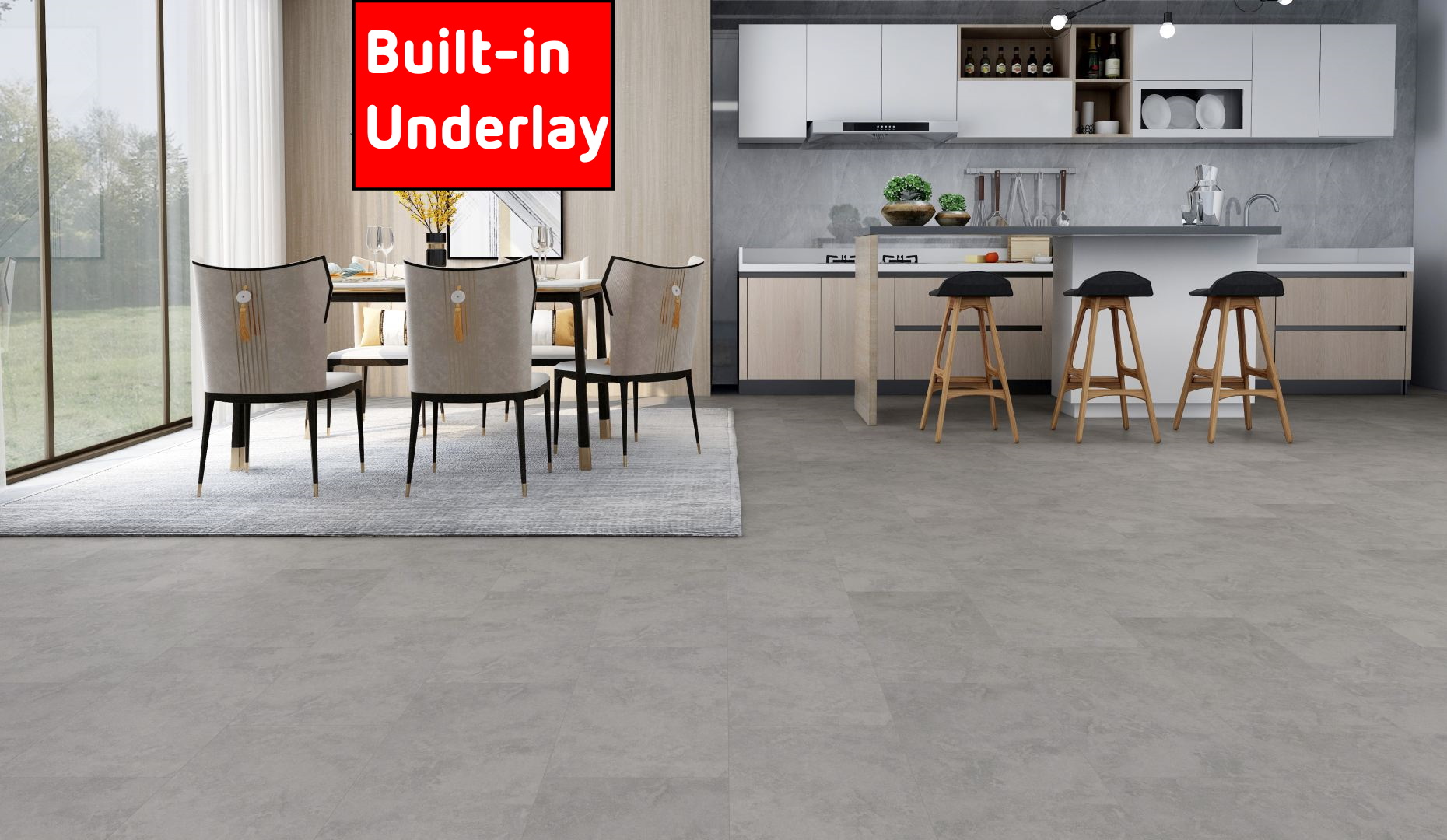 Natural 40 Tile LVT - Denver Grey Tile