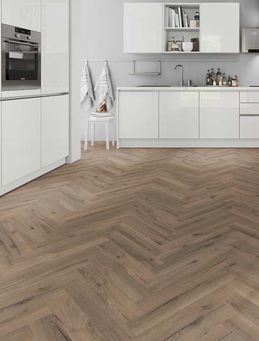 Mocha Oak Herringbone Wood LVT