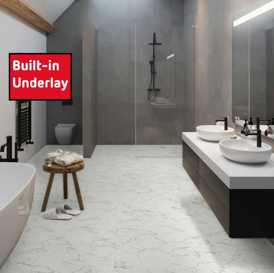 Carrara White Marble GLOSS Tile LVT