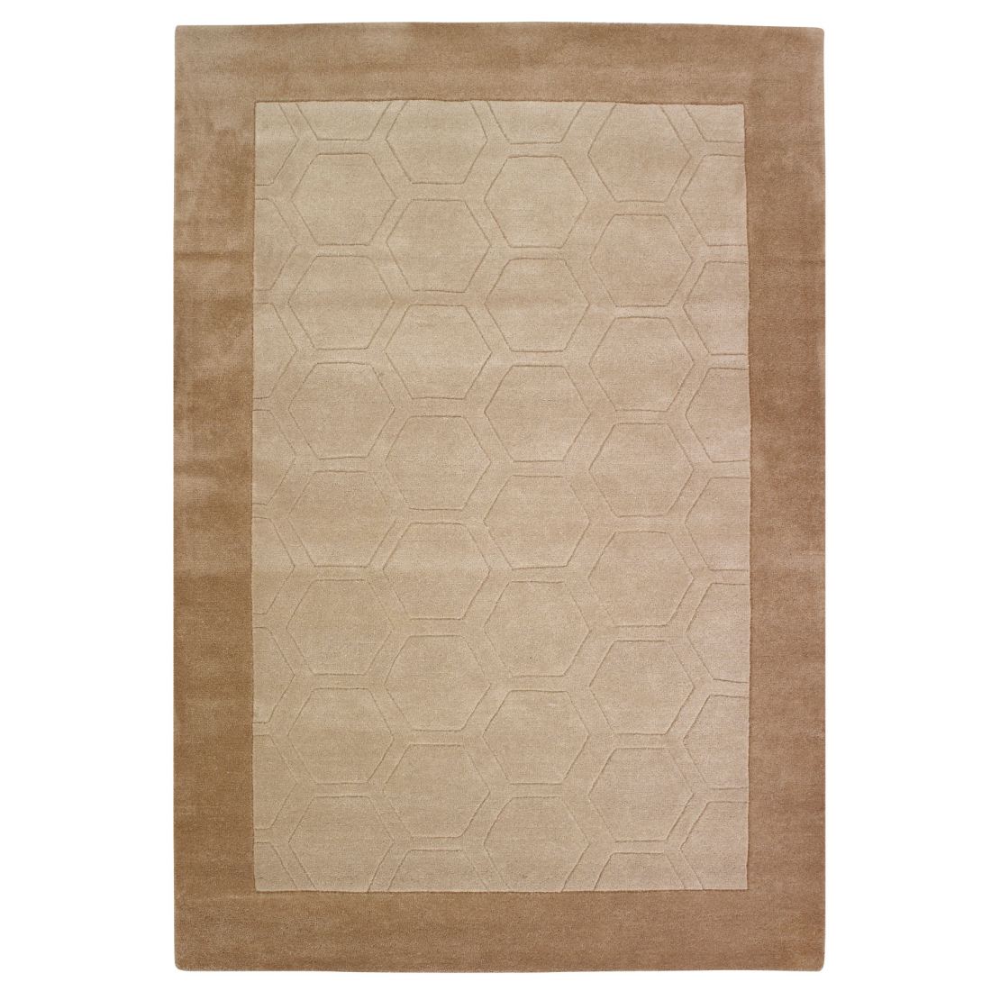 Hex Border Geometric Wool Rug - Beige Hex Border Geometric Wool Rug - Beige
