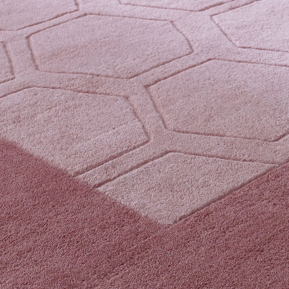 Hex Border Geometric Wool Rug - Pink Hex Border Geometric Wool Rug - Pink