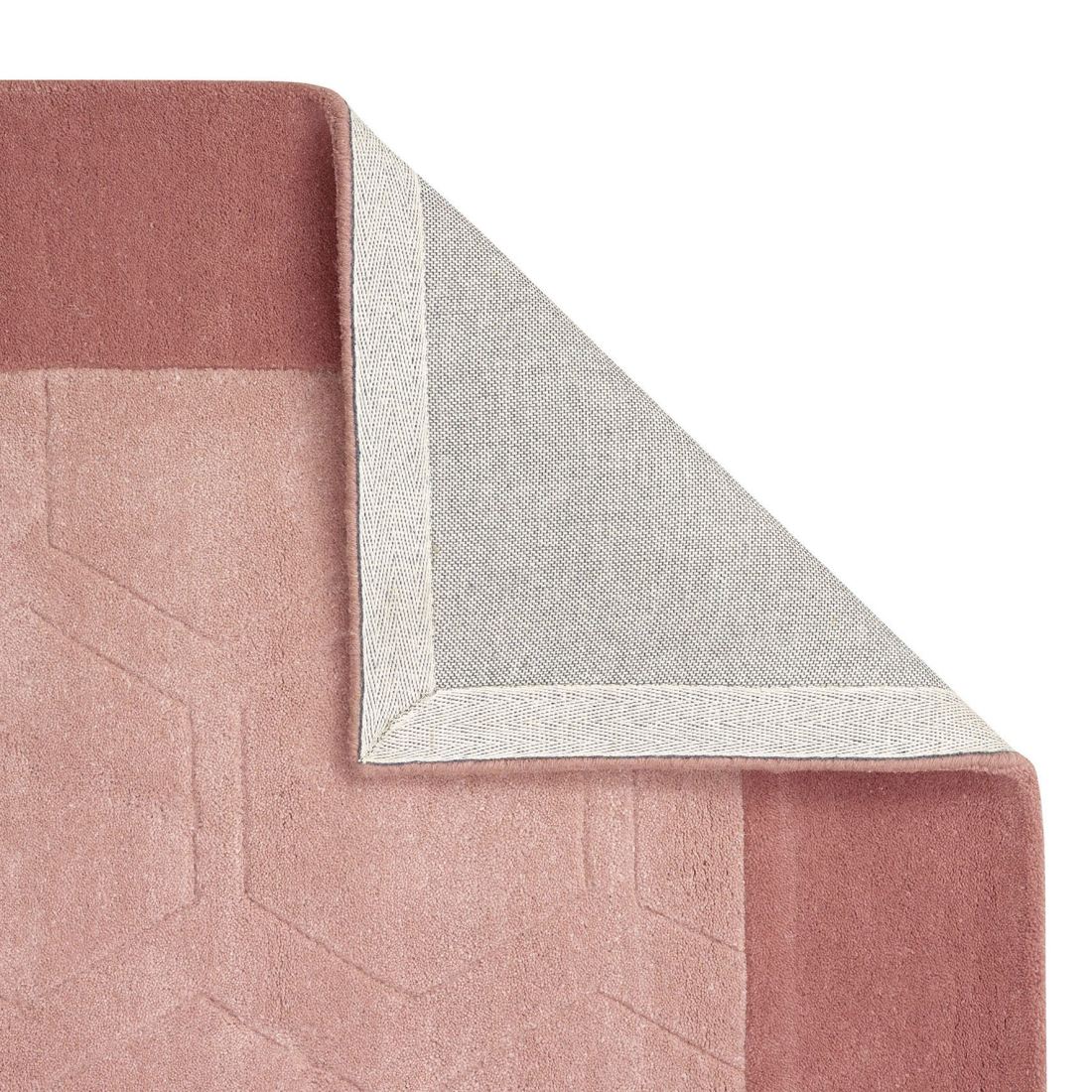 Hex Border Geometric Wool Rug - Pink
