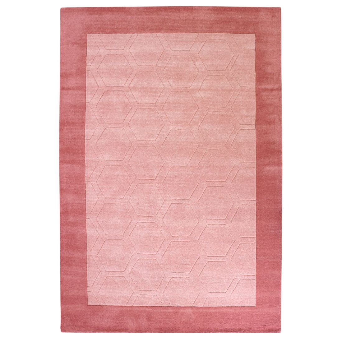 Hex Border Geometric Wool Rug - Pink Hex Border Geometric Wool Rug - Pink