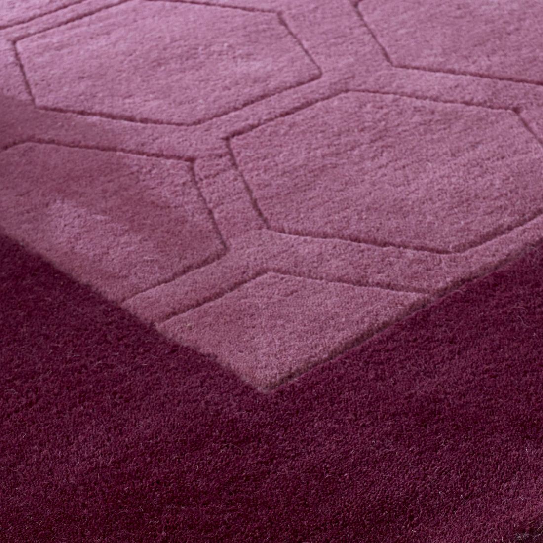 Hex Border Geometric Wool Rug - Purple
