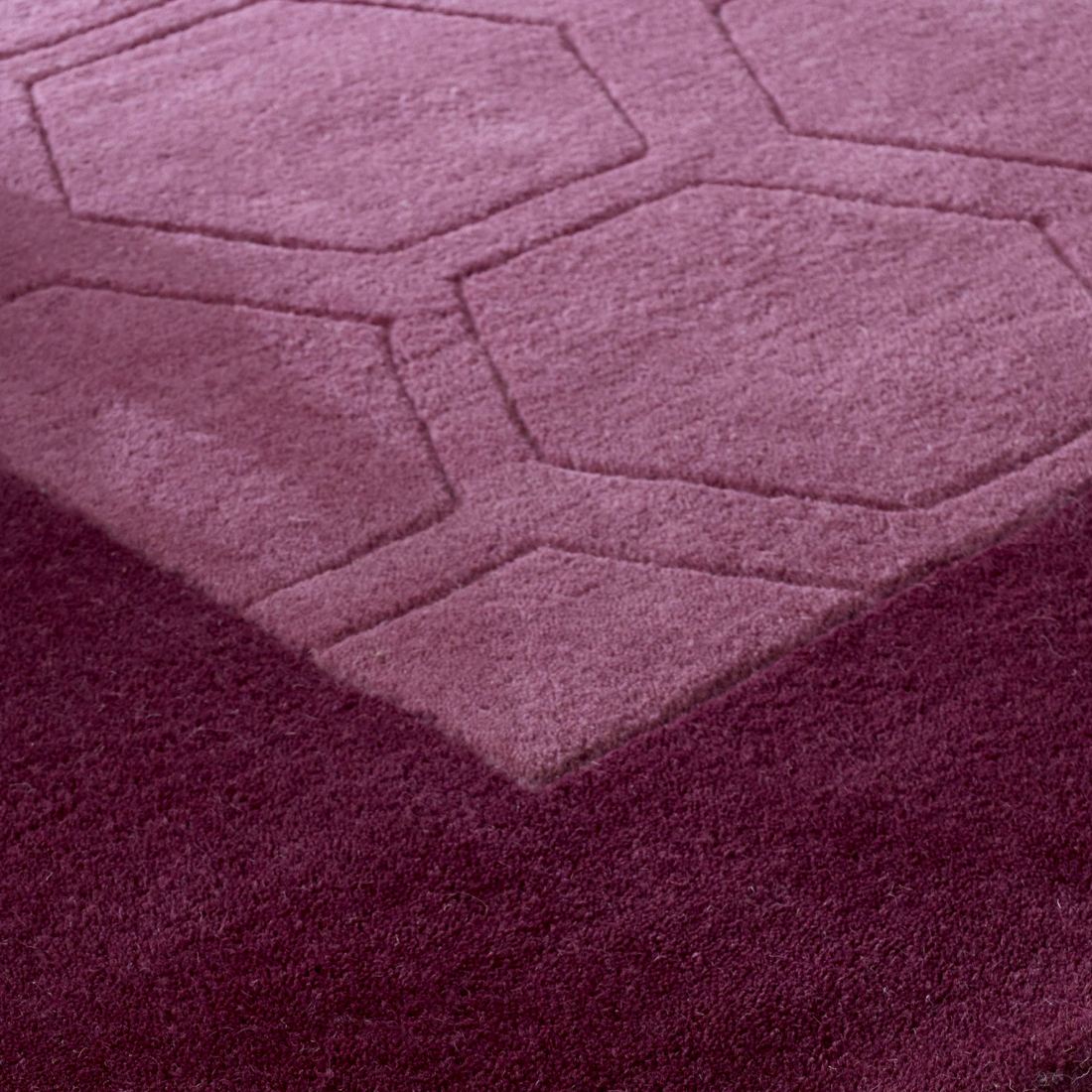 Hex Border Geometric Wool Rug - Purple Hex Border Geometric Wool Rug - Purple