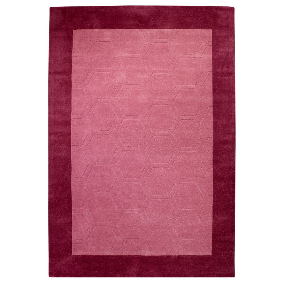 Hex Border Geometric Wool Rug - Purple Hex Border Geometric Wool Rug - Purple