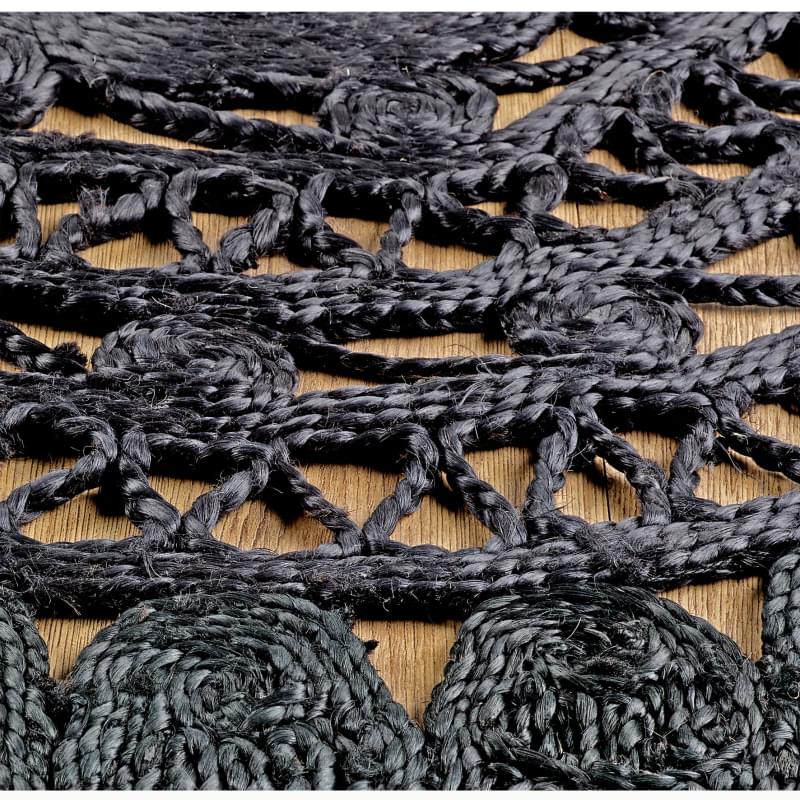 Zarla Circle Jute Rug - Black