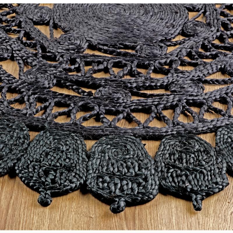 Zarla Circle Jute Rug - Black