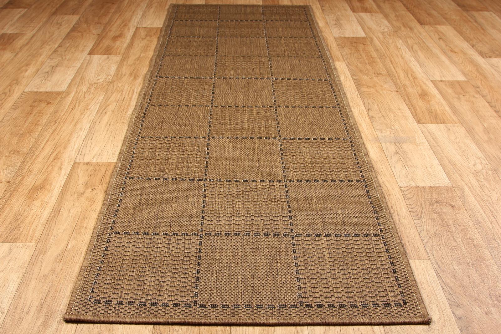 Anti Slip Checked Flatweave Runner - Natural