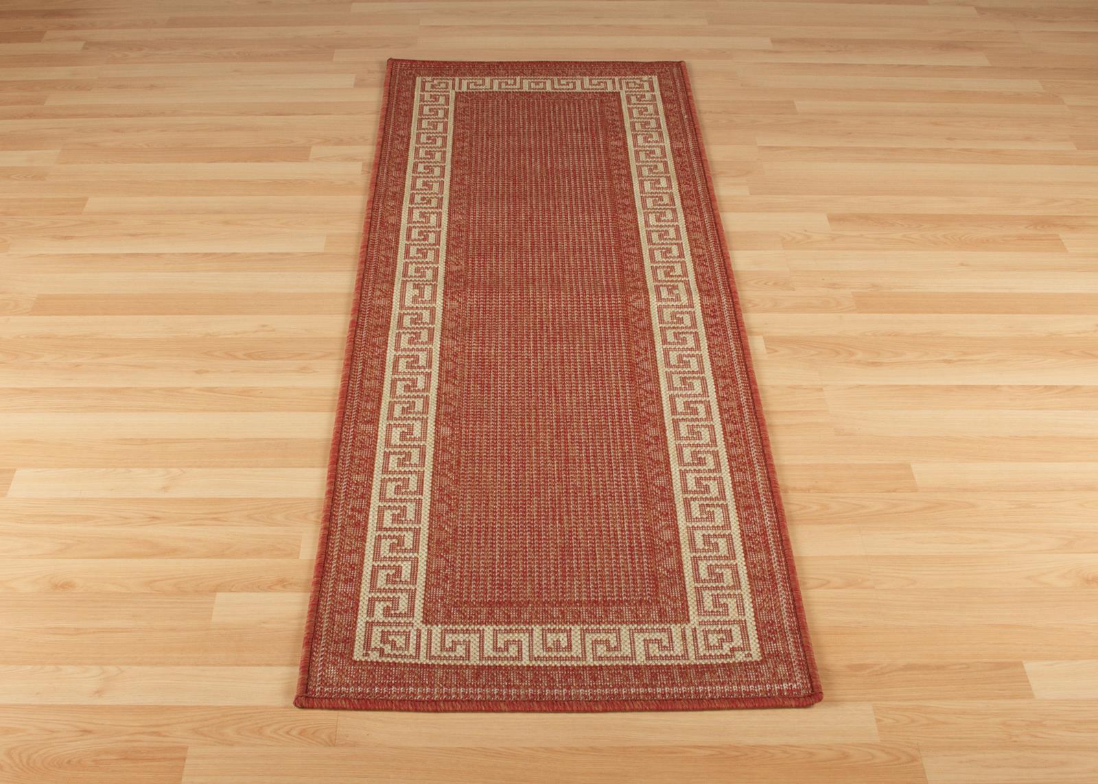 Greek Anti Slip Flatweave Runner - Red