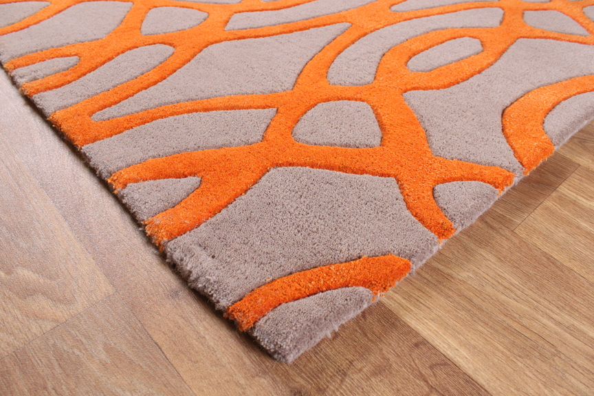 Matrix - Wire Orange / Grey Thick Wool Rug - Max37 - Martin ... - Matrix - Wire Orange / Grey Thick Wool Rug - Max37 ...