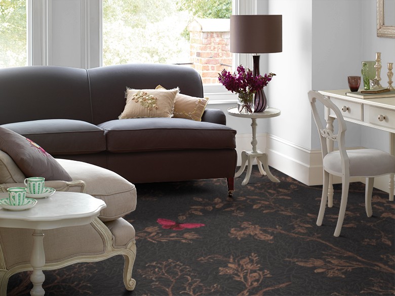 Timorous Beasties Floral Wool Carpet - Noir Ruskin Butterfly Timorous Beasties Floral Wool Carpet - Noir Ruskin Butterfly