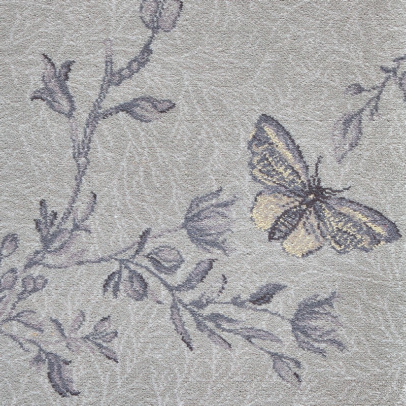 Timorous Beasties Floral Wool Carpet - Silver Ruskin Butterfly Timorous Beasties Floral Wool Carpet - Silver Ruskin Butterfly