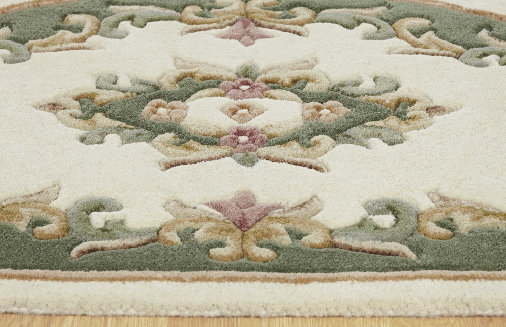 Royal Traditional Half Moon Rug - Cream Green