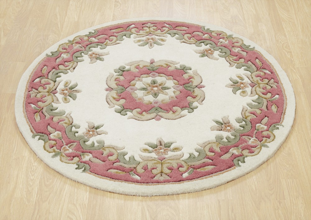 Royal Traditional Circle Rug - Cream Rose