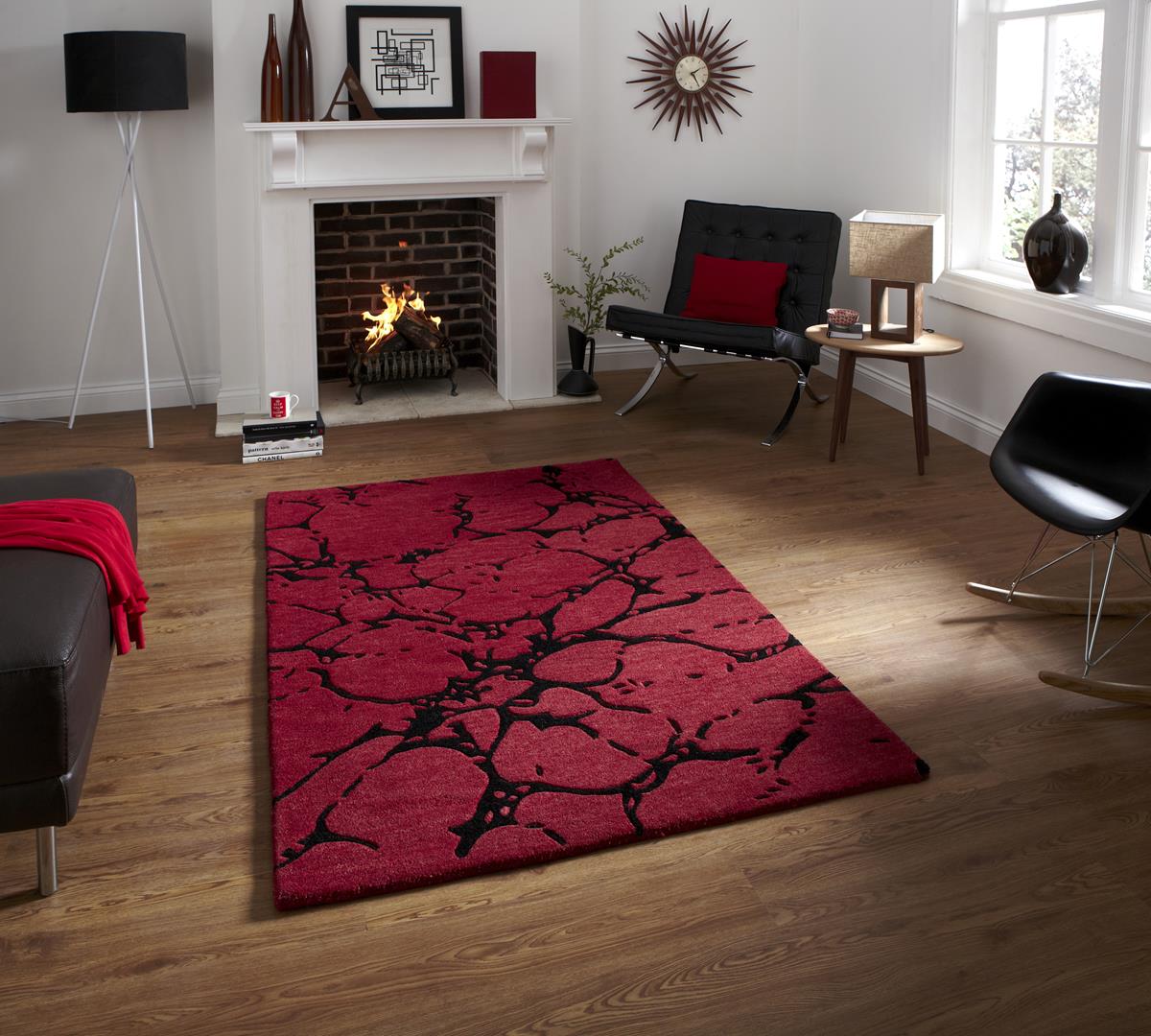 Cracked Effect Red Wool Area Rugs Elegant Red Rug Martin