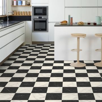 Black and White Square Patterned Sheet Vinyl